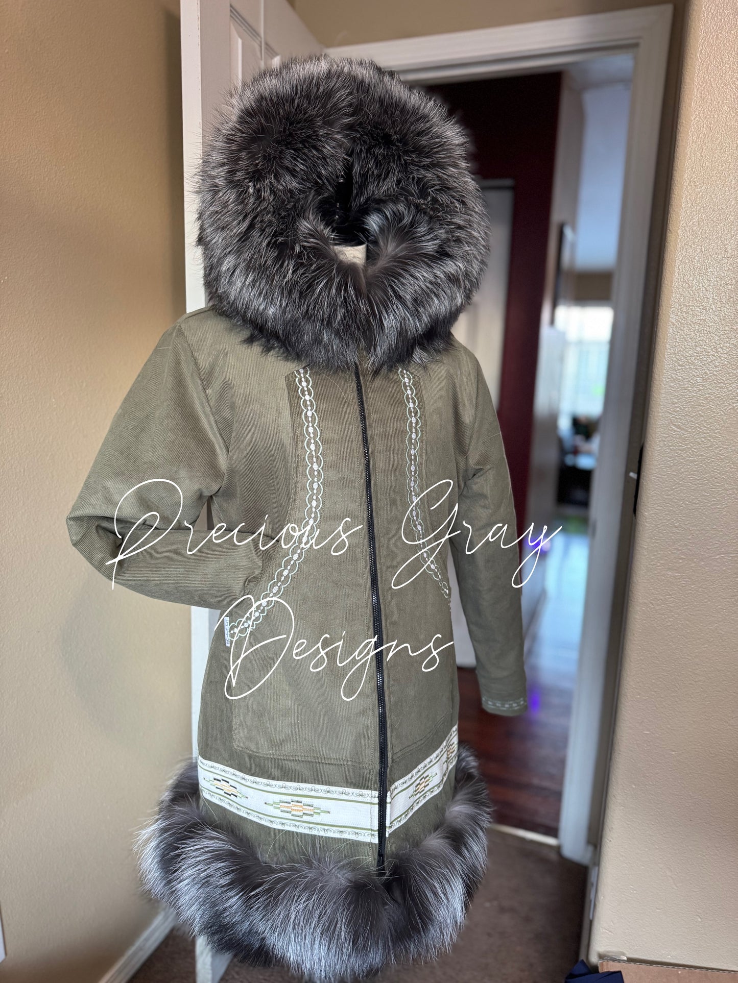 Custom Sized Silver Fox Parka